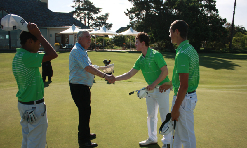 3 KeNako students play with Southern Africa Golf Hall of Famer John Bland at The Links