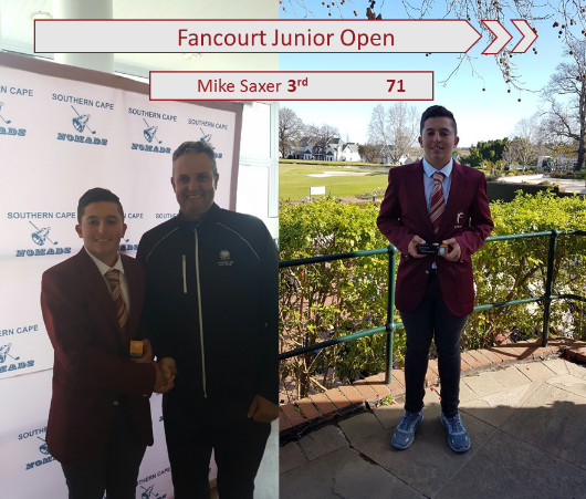 KeNako Academy, Mike Saxer 3rd in Fancourt Junior Open, article.