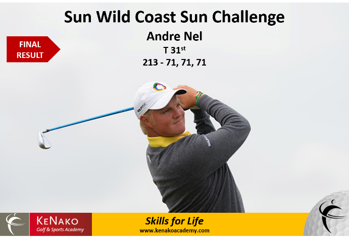 KeNako Academy, André Nel 31st in Sun Wild Coast Sun Challenge.