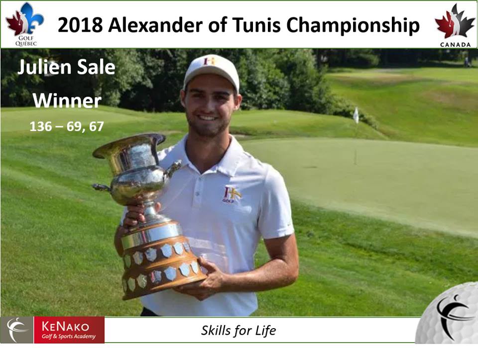 KeNako Academy, Old Boy Julien Sale Wins the Golf Quebec Alexander of Tunis Championship.