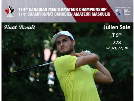 KeNako Academy, Old Boy Julien Sale T9th in Canadian Men’s Amateur Championship.